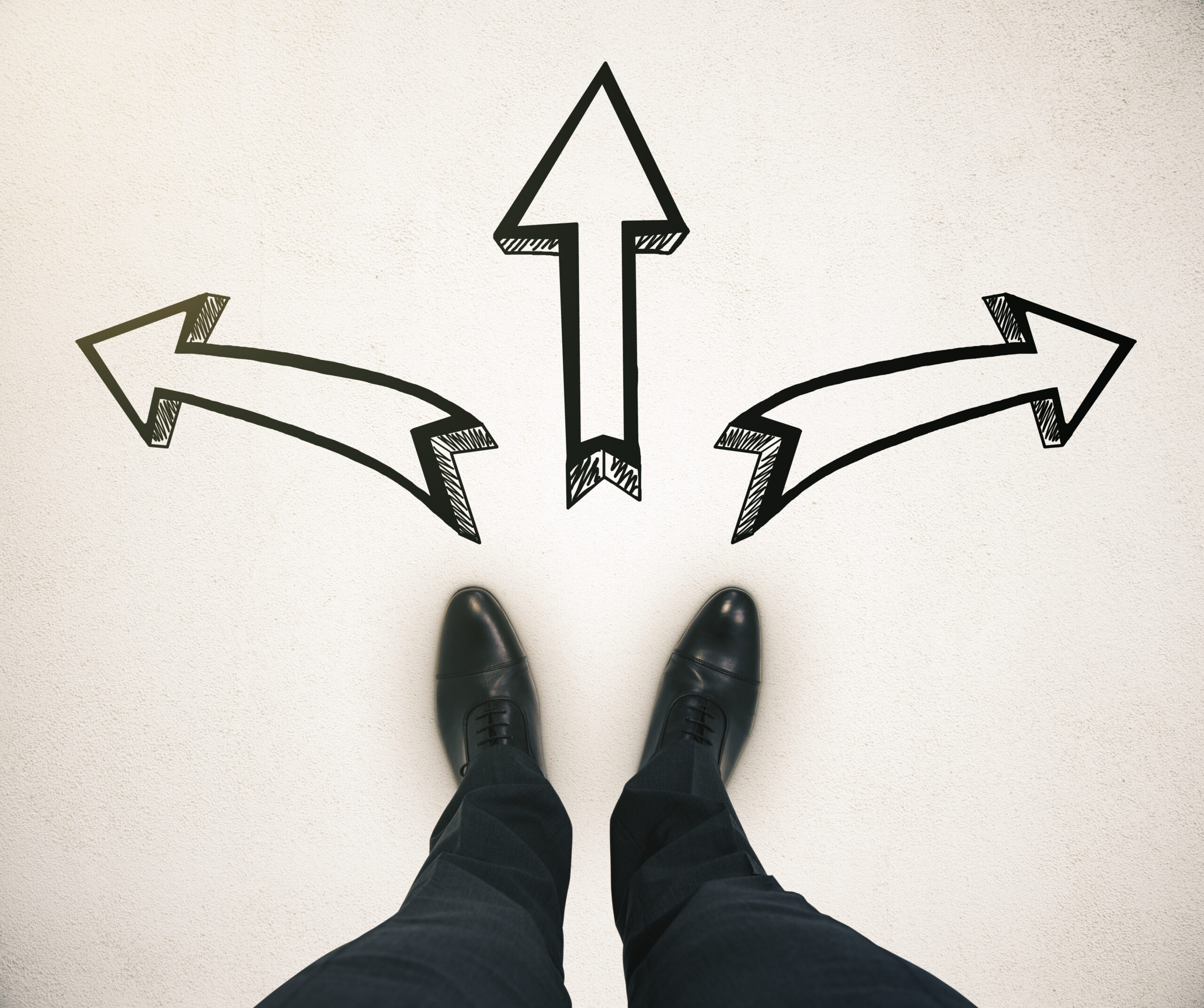 Different direction-concept with businessman.