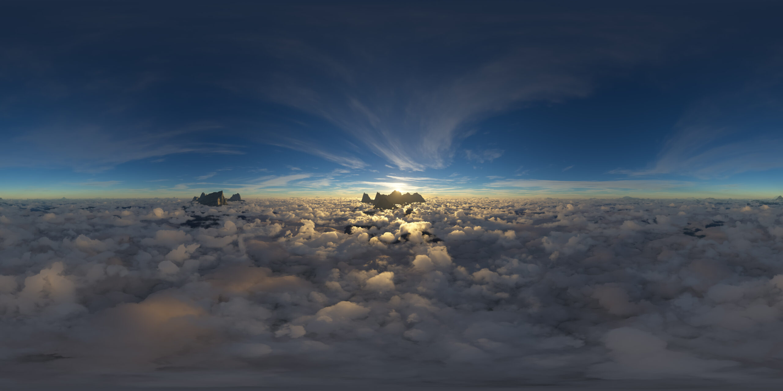 Dramatic Aerial Panorama of Clouds and Mountain Landscape.
